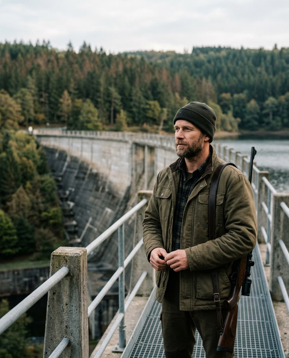 Original illustrated portrait evoking Tommy, a survivor in a world reclaimed by nature